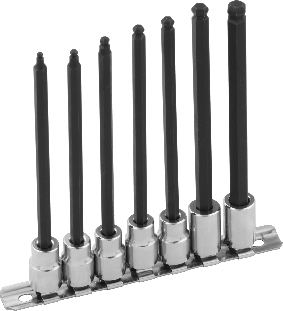 Bilyalı Uçlu Altıgen Uç Soketi, Uzatılmış Menzil, 7 Parça Set, 3/8" Kare Tahrik