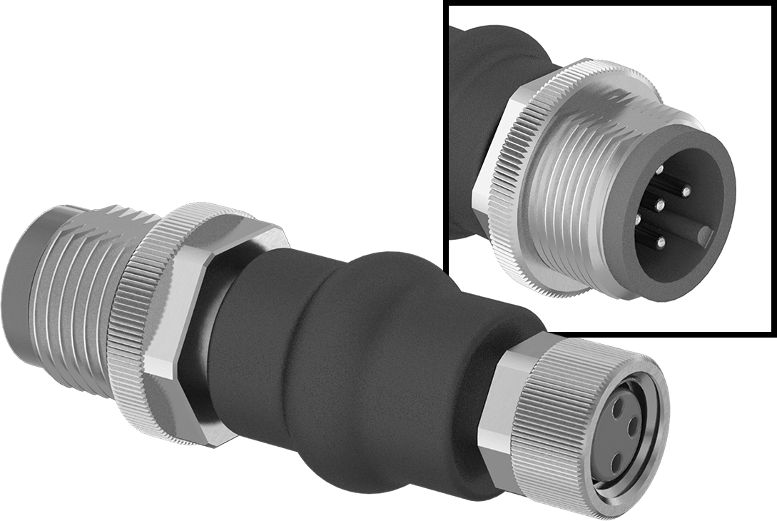 3 Pole M12 Plug × 3 Pole M8 Socket