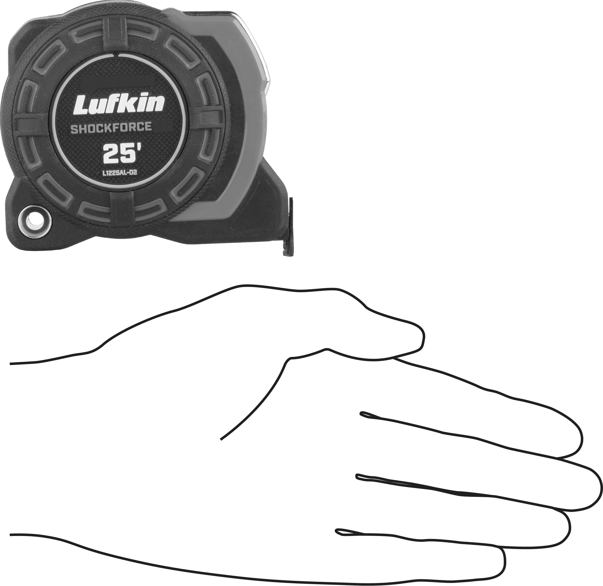 Lufkin Shockforce Şerit Metre, Otomatik Bıçak Kilitli, Model Numarası L1225AL, 25 Fit Uzunluk