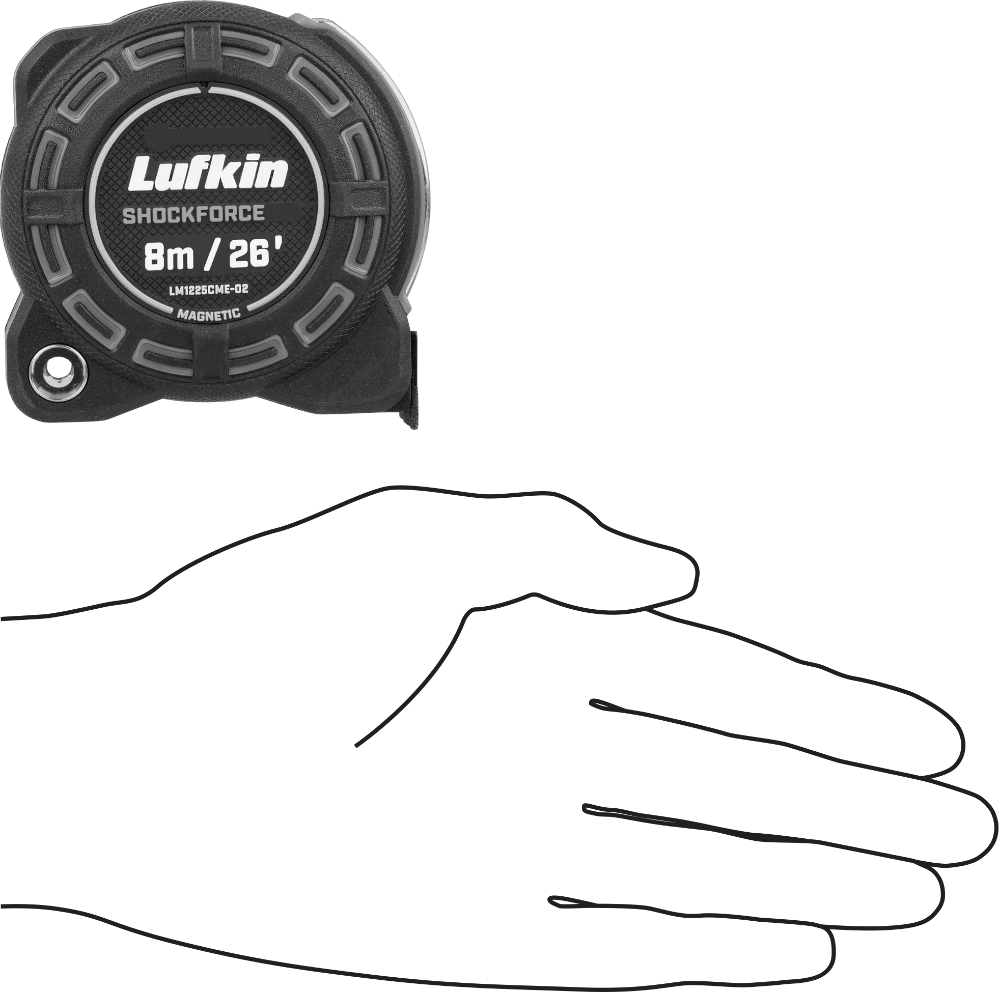 Lufkin Shockforce Şerit Metre, Manuel Bıçak Kilitli, Model LM1225Cme, 26 Fit/8 M Uzunluk