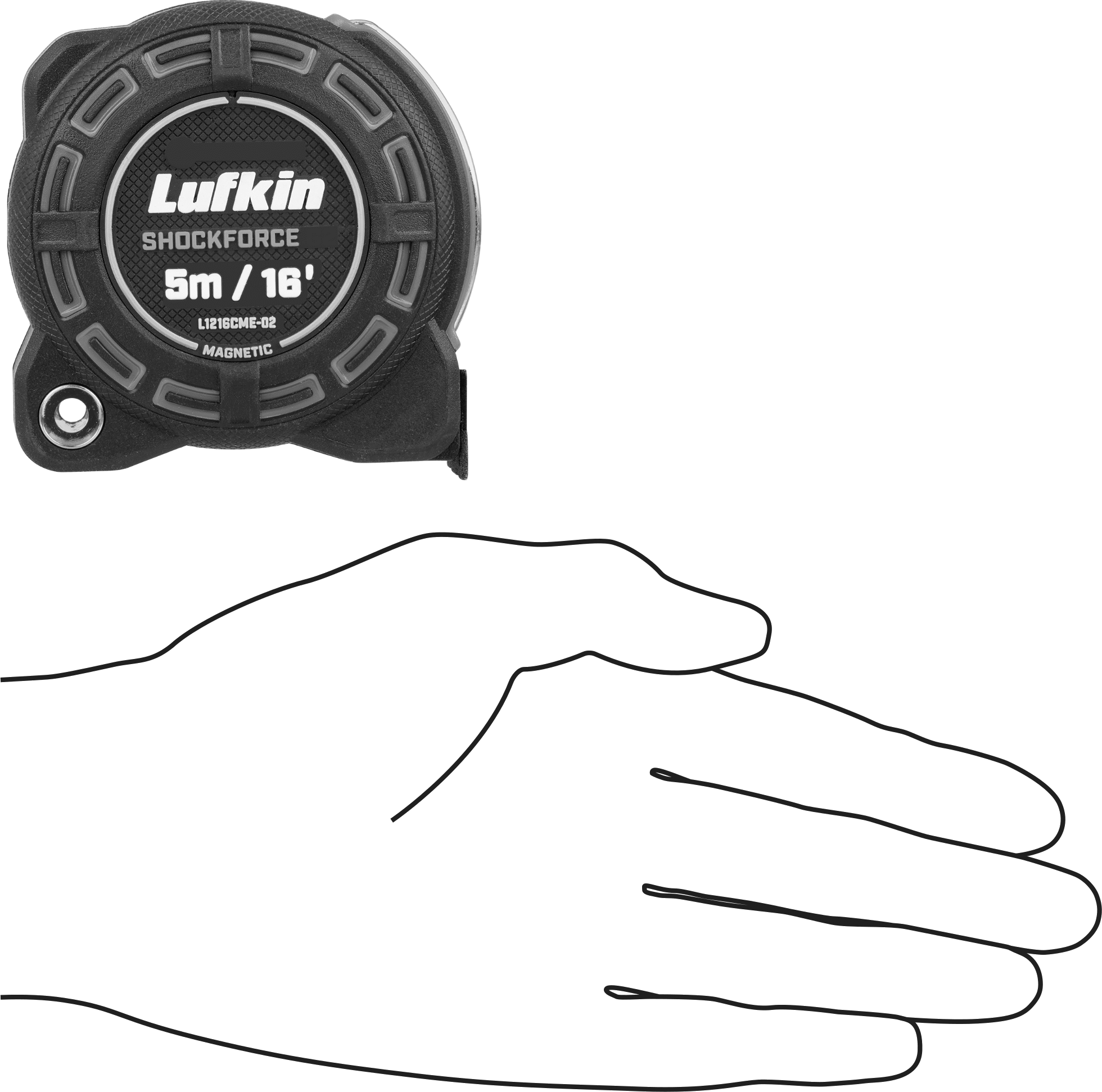 Lufkin Shockforce Şerit Metre, Manuel Bıçak Kilitli, Model L1216Cme, 16 fit/5 m uzunluğunda