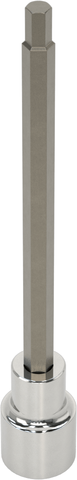Altıgen Uçlu Soket, Uzatılmış Menzil, 1/2" Kare Tahrik, 1/4" Tahrik Boyutu, 6-1/2" Uzunluk