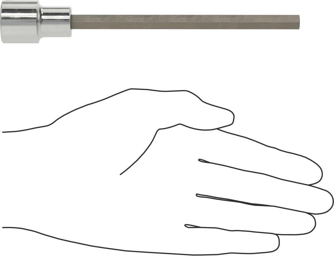 Altıgen Uçlu Soket, Uzatılmış Menzil, 1/2" Kare Tahrik, 5/16" Boyut, 6-1/2" Uzunluk
