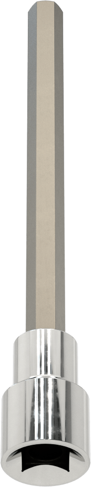 Altıgen Uçlu Soket, Uzatılmış Menzil, 1/2" Kare Tahrik, 3/8" Tahrik Boyutu, 6-1/2" Uzunluk