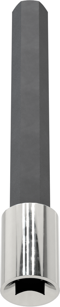 Altıgen Uçlu Soket, Uzatılmış Menzil, 1/2" Kare Tahrik, 5/8" Tahrik Boyutu, 6-1/2" Uzunluk