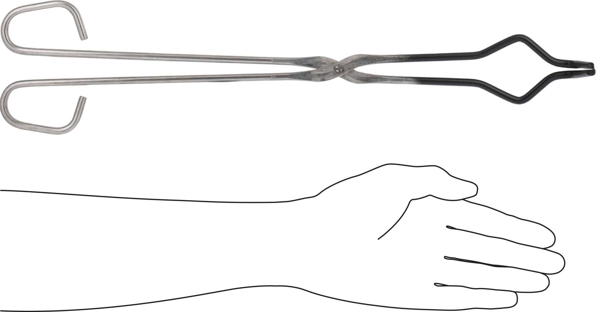 Cam Eşya Maşası, PTFE Kaplı Kavisli ve Düz Çene, 18" Toplam Uzunluk