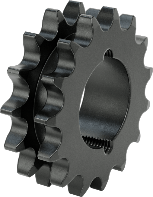 Taper-Lock Burç-Delik Çift Sıralı Dişli, ANSI 40-2 Makaralı Zincir için, Aşınmaya Dayanıklı Çelik, 15 Diş