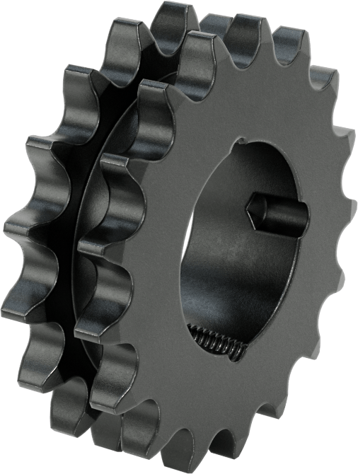 Taper-Lock Burç-Delik Çift Sıralı Dişli, ANSI 40-2 Makaralı Zincir için, Aşınmaya Dayanıklı Çelik, 17 Diş