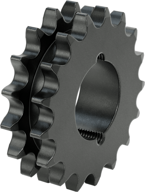 Taper-Lock Burç-Delik Çift Sıralı Dişli, ANSI 40-2 Makaralı Zincir için, Aşınmaya Dayanıklı Çelik, 17 Diş