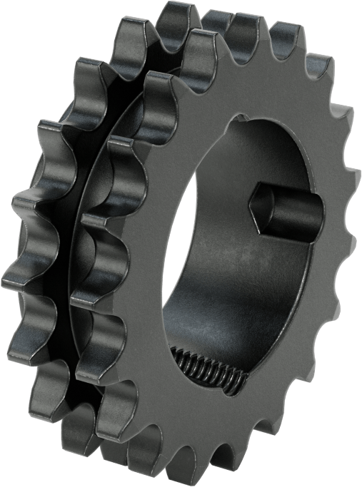 Taper-Lock Burç-Delik Çift Sıralı Dişli, ANSI 40-2 Makaralı Zincir için, Aşınmaya Dayanıklı Çelik, 19 Diş
