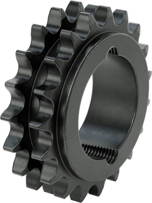 Taper-Lock Burç-Delik Çift Sıralı Dişli, ANSI 40-2 Makaralı Zincir için, Aşınmaya Dayanıklı Çelik, 19 Diş