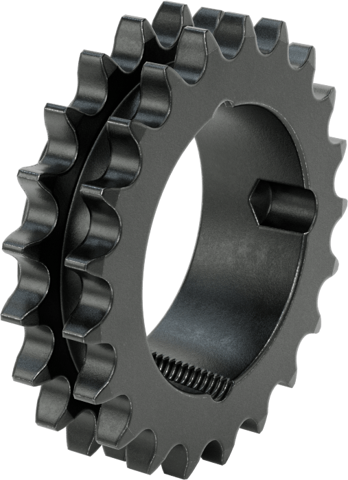 Taper-Lock Burç-Delik Çift Sıralı Dişli, ANSI 40-2 Makaralı Zincir için, Aşınmaya Dayanıklı Çelik, 21 Diş