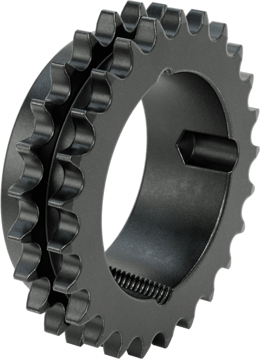 Taper-Lock Burç-Delik Çift Sıralı Dişli, ANSI 40-2 Makaralı Zincir için, Aşınmaya Dayanıklı Çelik, 25 Diş