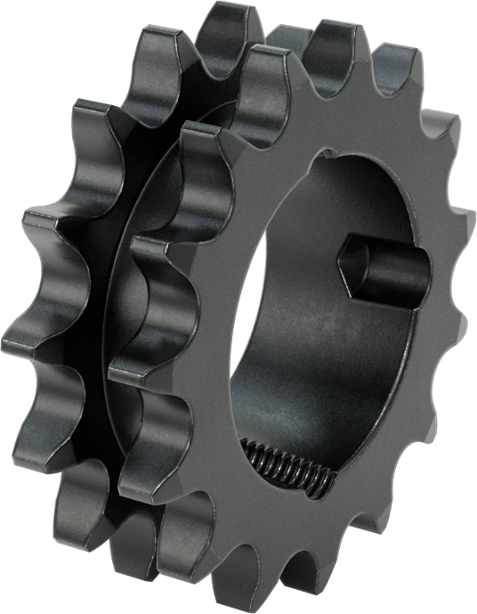 Taper-Lock Burç-Delik Çift Sıralı Dişli, ANSI 50-2 Makaralı Zincir için, Aşınmaya Dayanıklı Çelik, 15 Diş