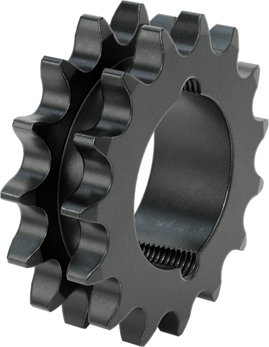 Taper-Lock Burç-Delik Çift Sıralı Dişli, ANSI 50-2 Makaralı Zincir için, Aşınmaya Dayanıklı Çelik, 15 Diş
