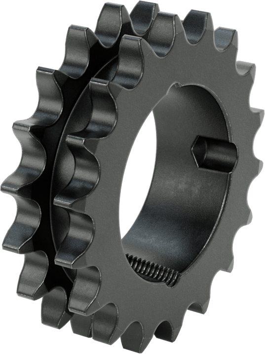 Taper-Lock Burç-Delik Çift Sıralı Dişli, ANSI 50-2 Makaralı Zincir için, Aşınmaya Dayanıklı Çelik, 18 Diş