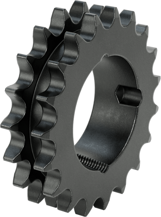 Taper-Lock Burç-Delik Çift Sıralı Dişli, ANSI 50-2 Makaralı Zincir için, Aşınmaya Dayanıklı Çelik, 19 Diş