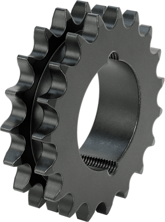 Taper-Lock Burç-Delik Çift Sıralı Dişli, ANSI 50-2 Makaralı Zincir için, Aşınmaya Dayanıklı Çelik, 19 Diş