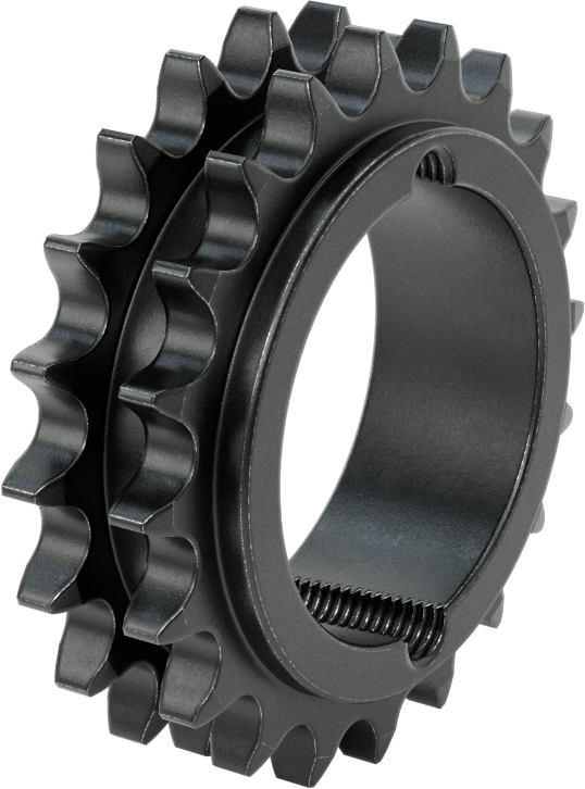 Taper-Lock Burç-Delik Çift Sıralı Dişli, ANSI 50-2 Makaralı Zincir için, Aşınmaya Dayanıklı Çelik, 20 Diş
