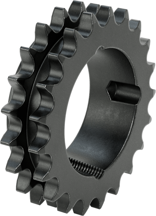 Taper-Lock Burç-Delik Çift Sıralı Dişli, ANSI 50-2 Makaralı Zincir için, Aşınmaya Dayanıklı Çelik, 21 Diş