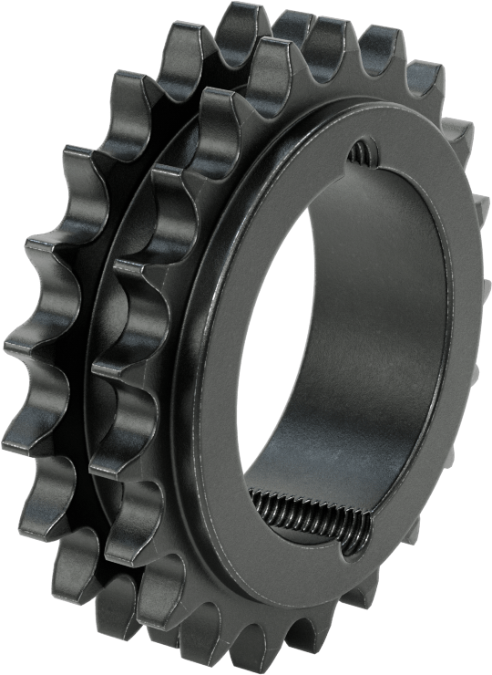 Taper-Lock Burç-Delik Çift Sıralı Dişli, ANSI 50-2 Makaralı Zincir için, Aşınmaya Dayanıklı Çelik, 21 Diş