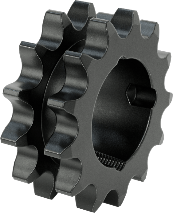 Taper-Lock Burç-Delik Çift Sıralı Dişli, ANSI 60-2 Makaralı Zincir için, Aşınmaya Dayanıklı Çelik, 13 Diş