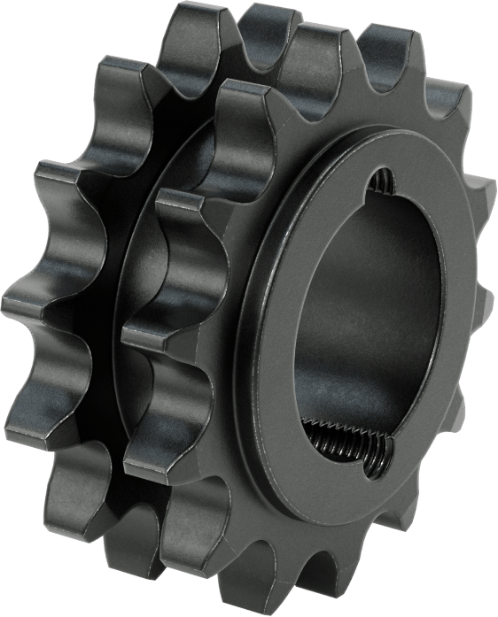 Taper-Lock Burç-Delik Çift Sıralı Dişli, ANSI 60-2 Makaralı Zincir için, Aşınmaya Dayanıklı Çelik, 14 Diş