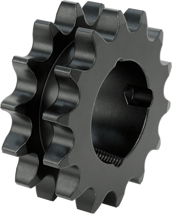 Taper-Lock Burç-Delik Çift Sıralı Dişli, ANSI 60-2 Makaralı Zincir için, Aşınmaya Dayanıklı Çelik, 14 Diş