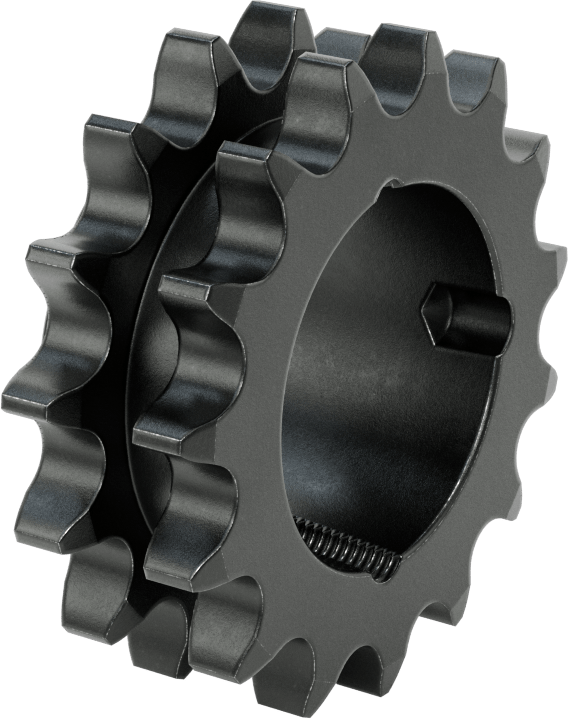 Taper-Lock Burç-Delik Çift Sıralı Dişli, ANSI 60-2 Makaralı Zincir için, Aşınmaya Dayanıklı Çelik, 15 Diş