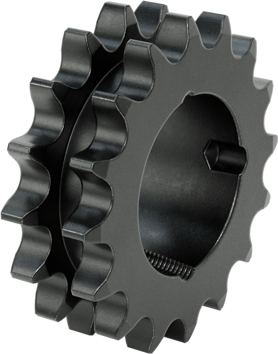 Taper-Lock Burç-Delik Çift Sıralı Dişli, ANSI 60-2 Makaralı Zincir için, Aşınmaya Dayanıklı Çelik, 16 Diş