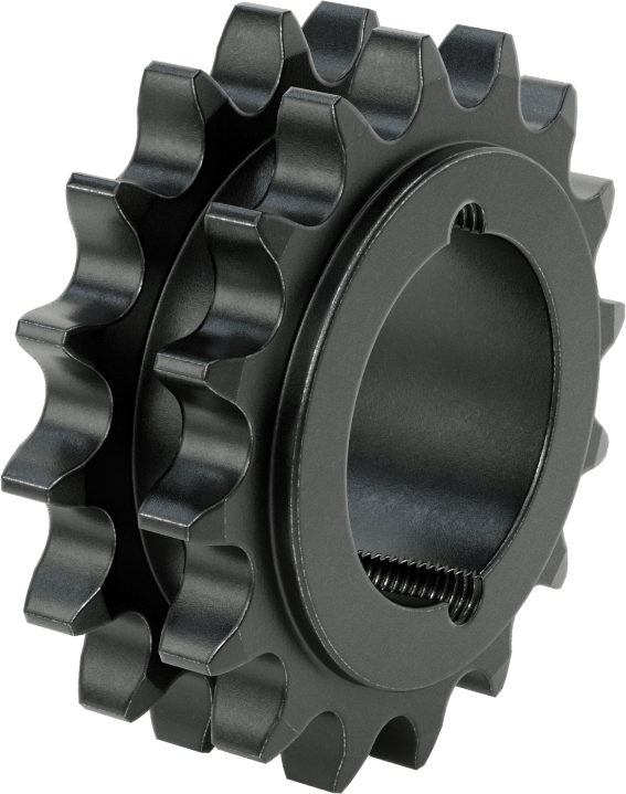 Taper-Lock Burç-Delik Çift Sıralı Dişli, ANSI 60-2 Makaralı Zincir için, Aşınmaya Dayanıklı Çelik, 16 Diş