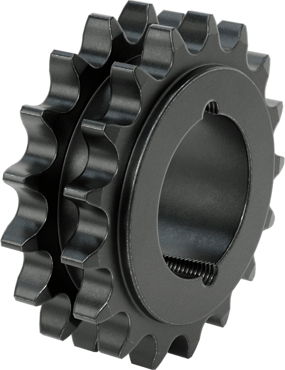Taper-Lock Burç-Delik Çift Sıralı Dişli, ANSI 60-2 Makaralı Zincir için, Aşınmaya Dayanıklı Çelik, 17 Diş