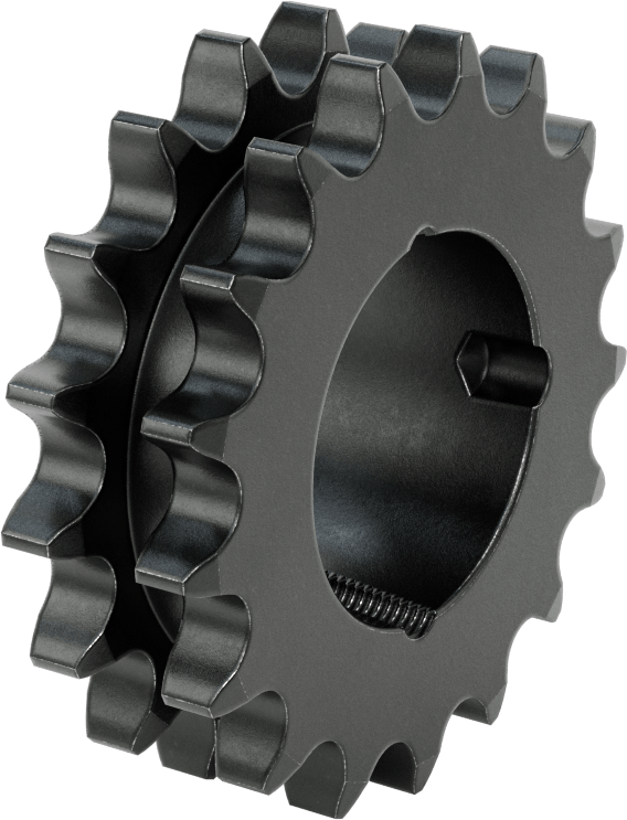 Taper-Lock Burç-Delik Çift Sıralı Dişli, ANSI 60-2 Makaralı Zincir için, Aşınmaya Dayanıklı Çelik, 17 Diş
