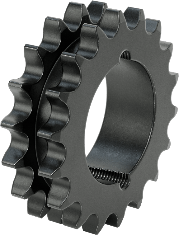 Taper-Lock Burç-Delik Çift Sıralı Dişli, ANSI 60-2 Makaralı Zincir için, Aşınmaya Dayanıklı Çelik, 18 Diş