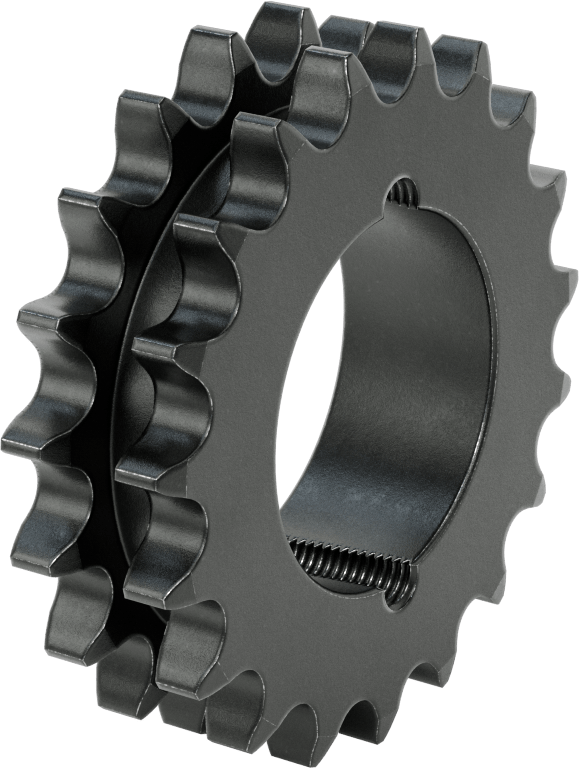 Taper-Lock Burç-Delik Çift Sıralı Dişli, ANSI 60-2 Makaralı Zincir için, Aşınmaya Dayanıklı Çelik, 19 Diş
