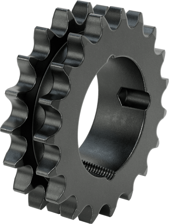 Taper-Lock Burç-Delik Çift Sıralı Dişli, ANSI 60-2 Makaralı Zincir için, Aşınmaya Dayanıklı Çelik, 19 Diş