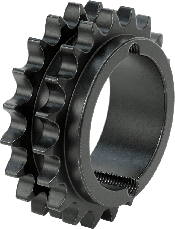 Taper-Lock Burç-Delik Çift Sıralı Dişli, ANSI 60-2 Makaralı Zincir için, Aşınmaya Dayanıklı Çelik, 20 Diş
