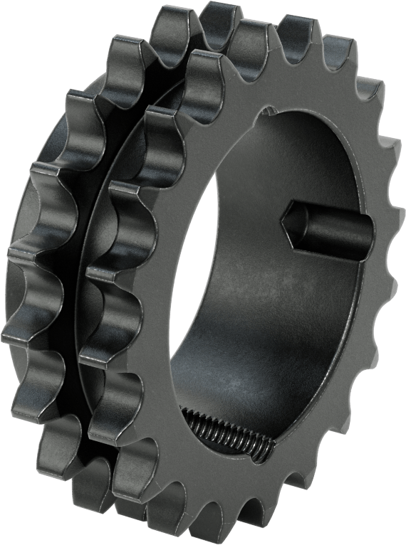 Taper-Lock Burç-Delik Çift Sıralı Dişli, ANSI 60-2 Makaralı Zincir için, Aşınmaya Dayanıklı Çelik, 20 Diş