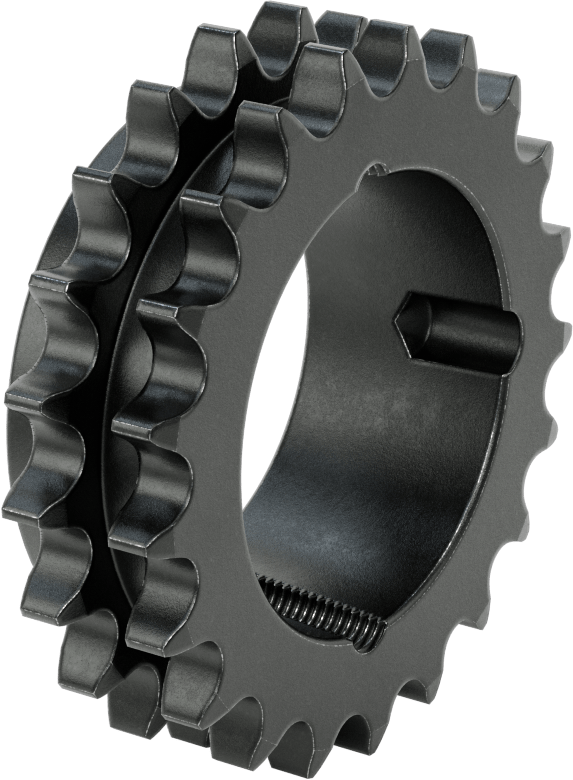 Taper-Lock Burç-Delik Çift Sıralı Dişli, ANSI 60-2 Makaralı Zincir için, Aşınmaya Dayanıklı Çelik, 21 Diş
