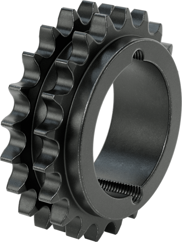 Taper-Lock Burç-Delik Çift Sıralı Dişli, ANSI 60-2 Makaralı Zincir için, Aşınmaya Dayanıklı Çelik, 21 Diş