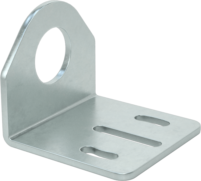 Sensör ve Anahtar Montaj Braketi, 12 mm Dış Çap için, Çinko Kaplı Çelik, 30 mm x 30 mm x 27 mm