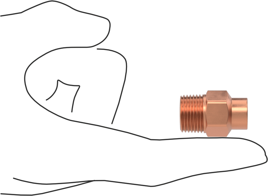 Bakır Boru için Lehim Bağlantılı Bağlantı Parçası, Adaptör, Dişi Soket, 3/8 Boru Boyutu x 3/8 NPT Erkek