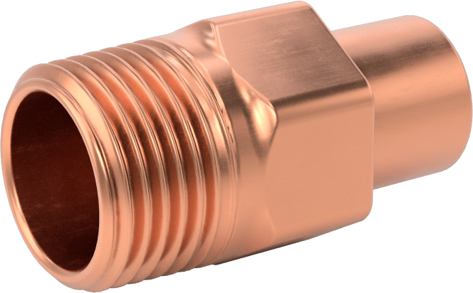 Bakır Boru için Lehim Bağlantılı Bağlantı Parçası, Adaptör, Erkek Soket, 3/8 Boru Boyutu x 3/8 NPT Erkek