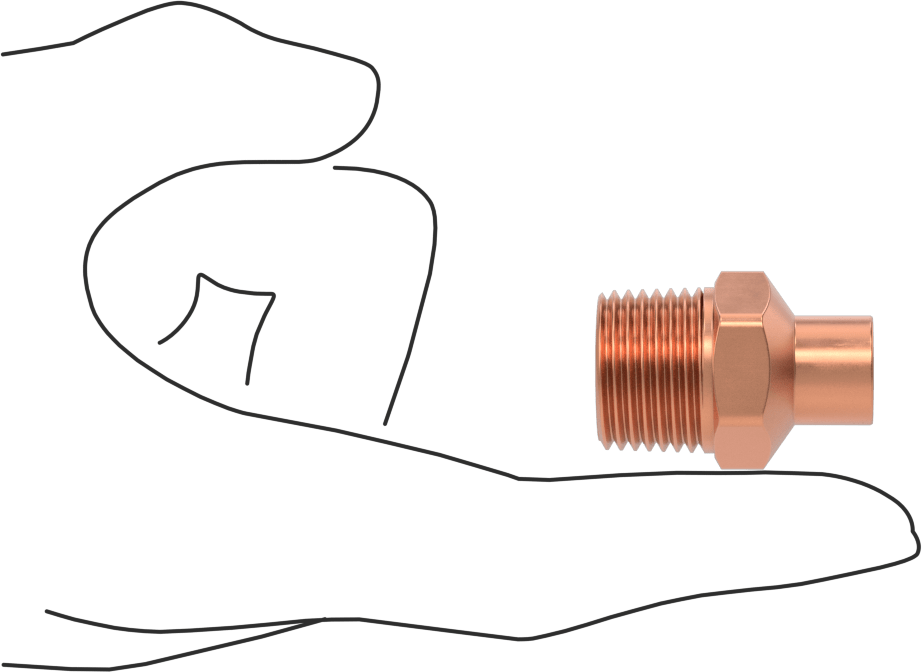 Bakır Boru için Lehim Bağlantılı Bağlantı Parçası, Adaptör, Dişi Soket, 3/8 Boru Boyutu x 1/2 NPT Erkek