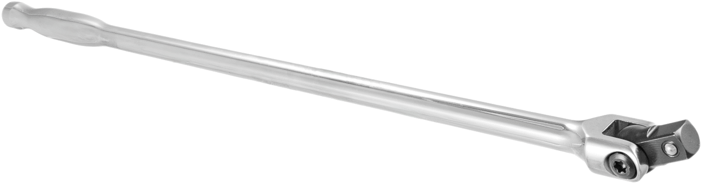 Esnek Başlıklı Anahtar Sapı, 3/8" Kare Tahrik, 15" Toplam Uzunluk, Krom Kaplama