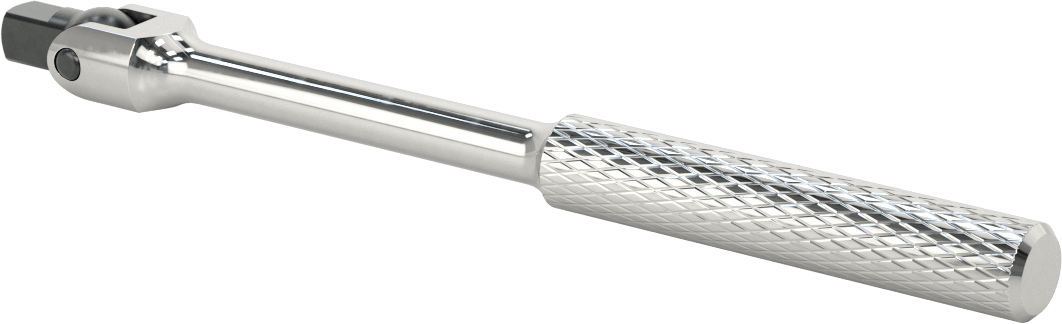 Esnek Başlıklı Anahtar Sapı, 3/8" Kare Tahrik, 8-1/2" Toplam Uzunluk, Krom Kaplama