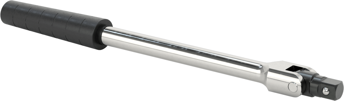 Esnek Başlıklı Anahtar Sapı, 3/8" Kare Tahrik, 9-3/4" Toplam Uzunluk, Krom Kaplama
