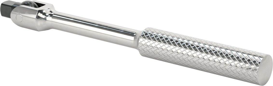 Esnek Başlıklı Anahtar Sapı, 1/2" Kare Tahrik, 10-7/8" Toplam Uzunluk, Krom Kaplama