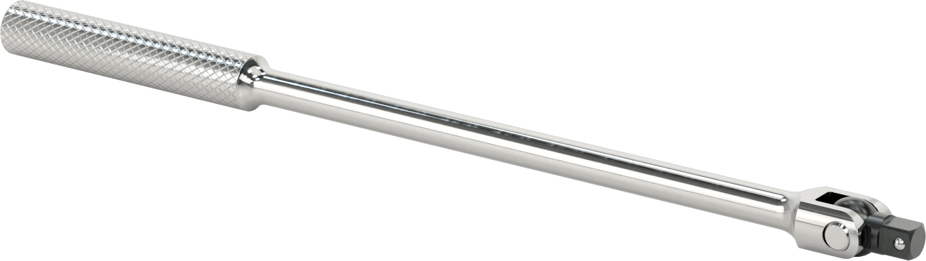 Esnek Başlıklı Anahtar Sapı, 1/2" Kare Tahrik, 18-5/8" Toplam Uzunluk, Krom Kaplı Çelik