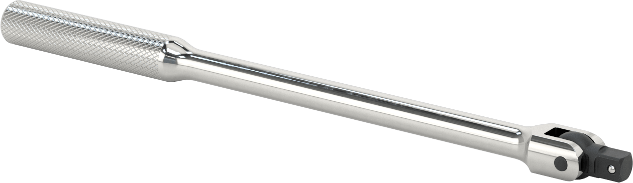 Esnek Başlıklı Anahtar Sapı, 1/2" Kare Tahrik, 15-3/4" Toplam Uzunluk, Krom Kaplama